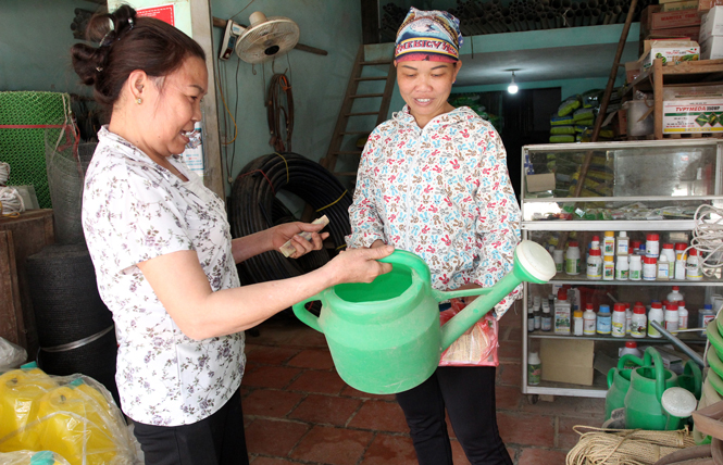  Người dân xã Văn Hán chọn mua các sản phẩm nhựa phục vụ sản xuất nông nghiệp có xuất xứ trong nước.