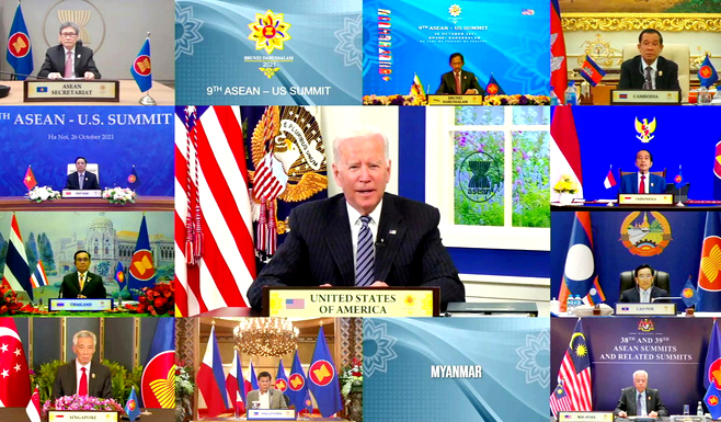  Tổng thống Mỹ Joe Biden phát biểu tại hội nghị cấp cao Mỹ - ASEAN tổ chức ngày 26/10/2021 theo hình thức trực tuyến. (Ảnh: Reuters)