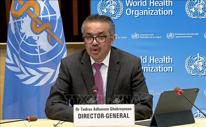  Tổng Giám đốc Tổ chức Y tế thế giới (WHO) Tedros Adhanom Ghebreyesus tại cuộc họp báo ở Geneva, Thụy Sĩ. Ảnh: AFP/TTXVN