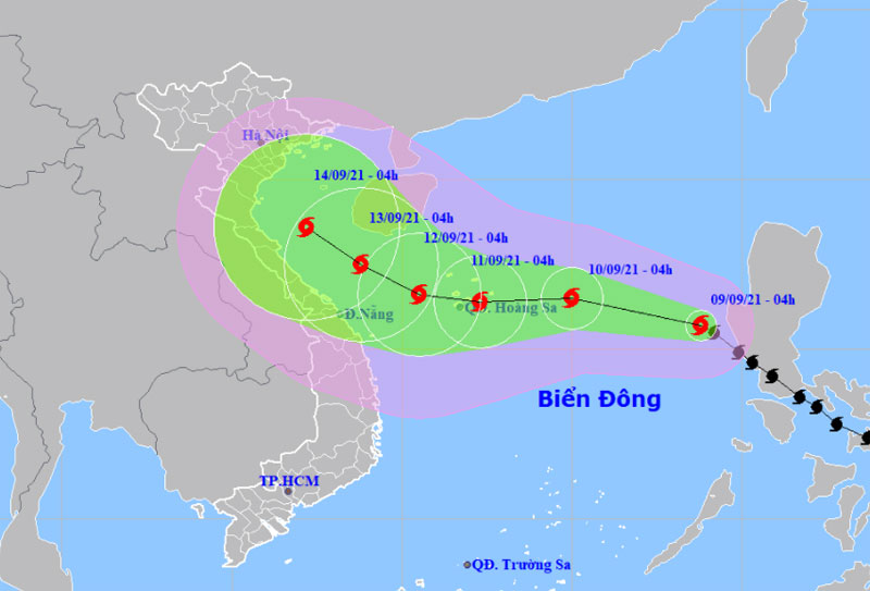  Vị trí và hướng di chuyển của bão số 5. (Nguồn: nchmf.gov.vn)