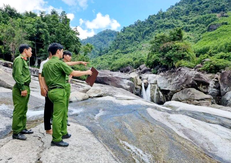  Suối Trà Bói, nơi 2 học sinh D và N bị chết đuối. (Ảnh: Công an huyện Trà Bồng cung cấp).