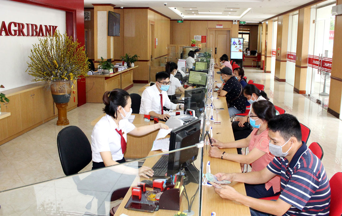  Khách hàng giao dịch tại Ngân hàng Nông nghiệp - PTNT (Agribank) Chi nhánh Nam Thái Nguyên.