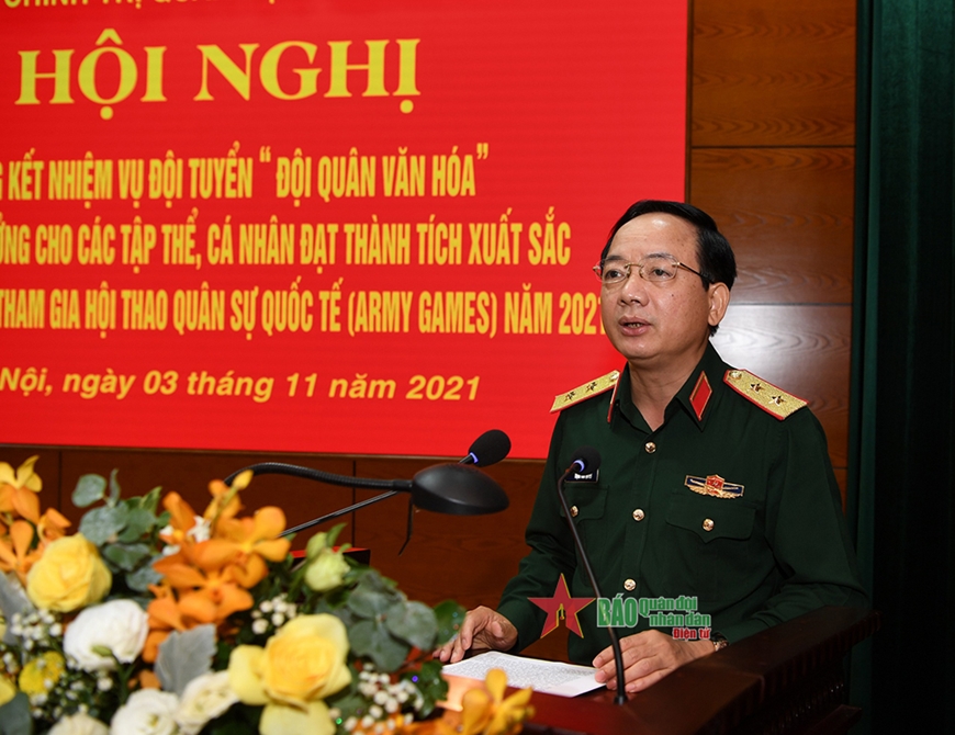  Trung tướng Trịnh Văn Quyết phát biểu tại Hội nghị.